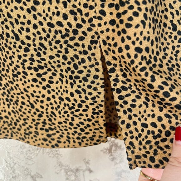 Shein Cheetah Print Black and Tan Brown Spotted Animal Print Mini Skirt Size M - Picture 2 of 4